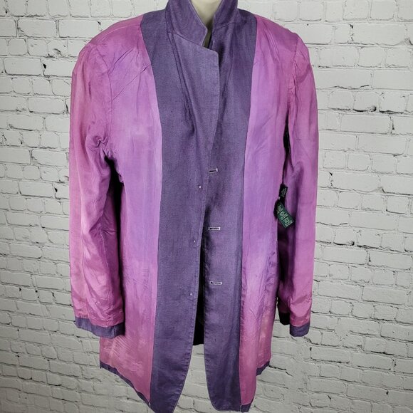 Lauren Ralph Lauren Purple Linen Buttoned Lined Notch Blazer Jacket Size 14 - Picture 6 of 16